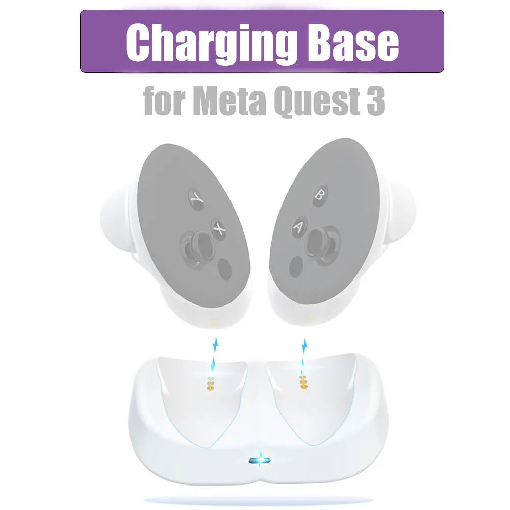 Charging Base for Meta Quest 3 VR Headset Controller Charger Dock Station Fast Charging Dock for Quest 3 VR Accessories