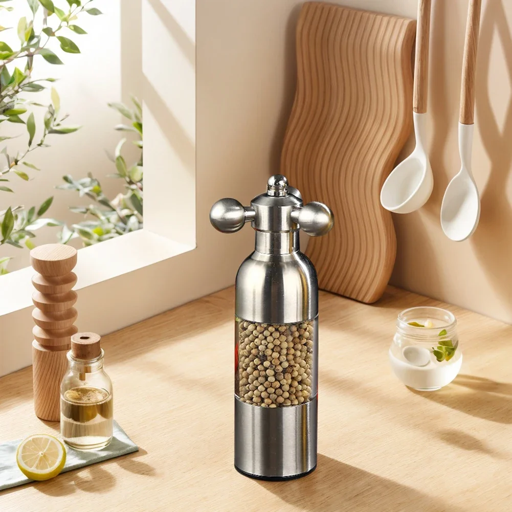 

Small Manual Grinder 304 Stainless Steel Sesame Spice Grinder Adjustable Coarseness Spice Seasoning Bottle Home Kitchen Tools