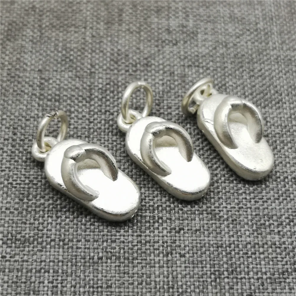 2 Pieces Lightweight Flip Flop Slipper Shoe Charms in 925 Sterling Silver
