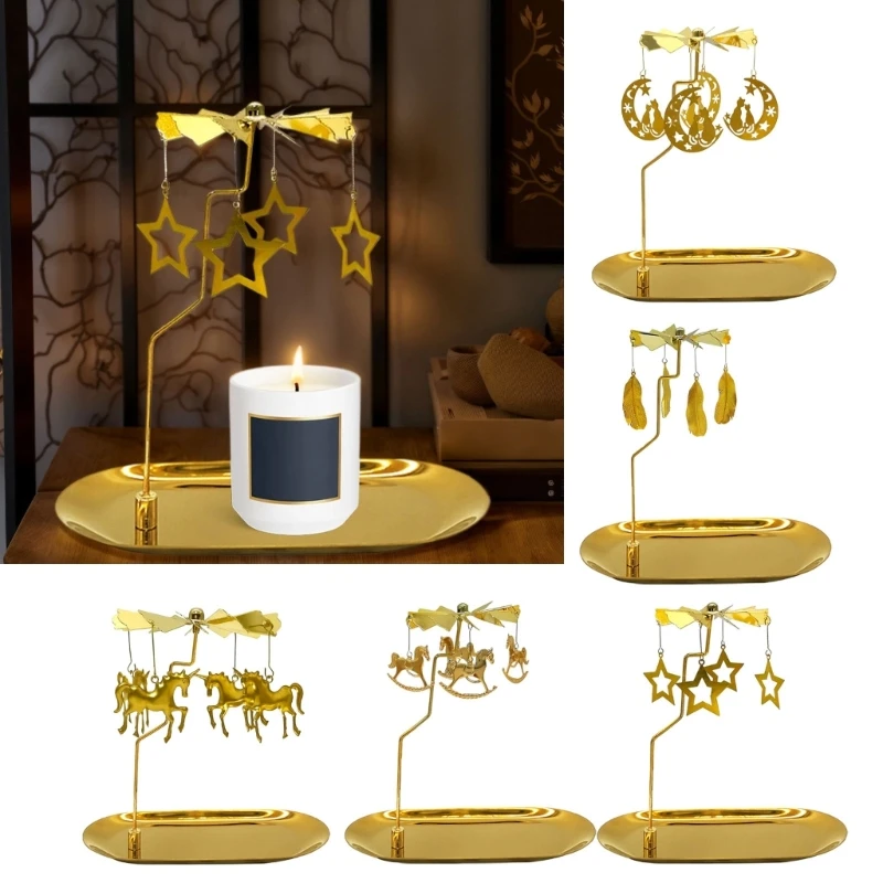

Sophisticated Metal Stand with Quiet Rotations Candlestick Enhances Dining Dates Festival Decorations Tray B03E