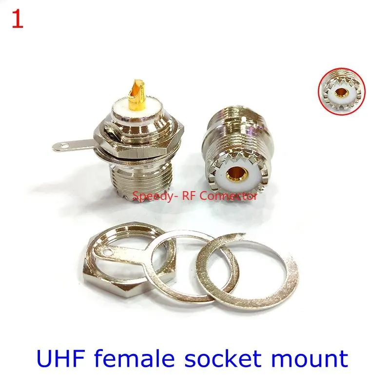 10Pcs SO239 SO-239 UHF SL16 UHF Female Socket Mount Connector UHF SO239 4hole Flange Rhombus for Panel Chassis RF Brass Copper