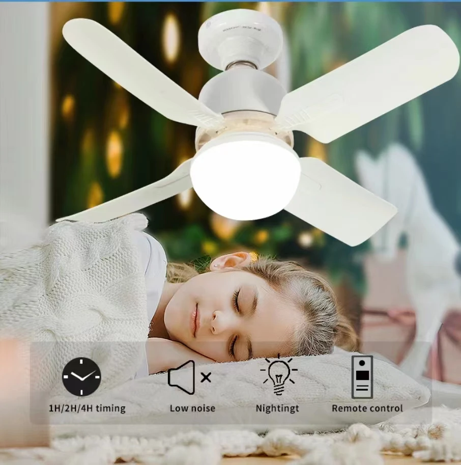 

40W Ceiling Fan With Lighting Lamp E27 Converter Base With Remote Control For Bedroom Living Home Silent 3 Speeds Ac 85V-265V