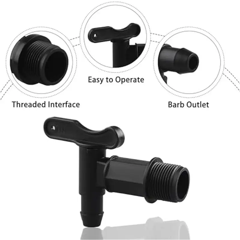 ABVJ-6 Set Drum Spigot Faucet Pail Taps With Gasket Plastic Construction Materials NPT Connection For Plastic Gallon Drums