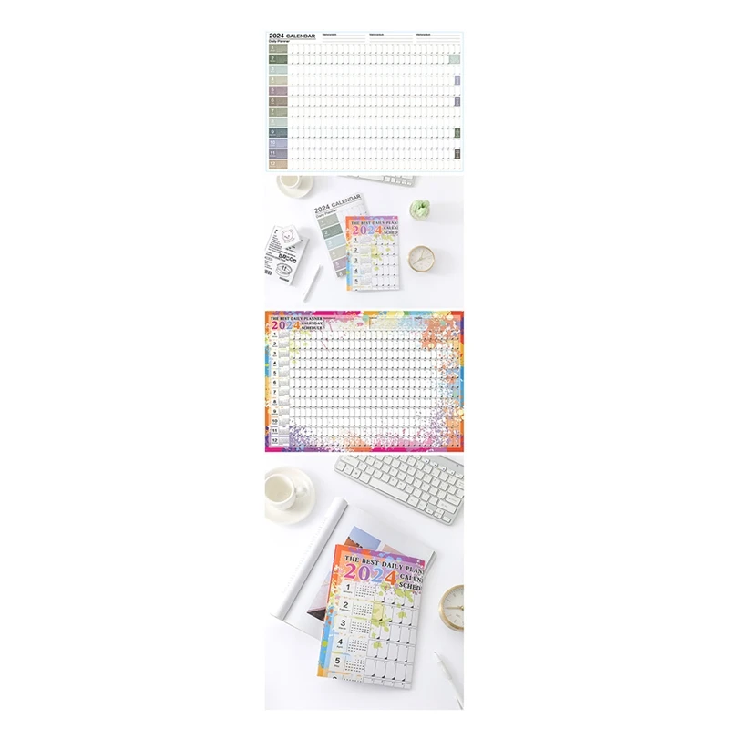 3PCS Calendar 2024 365 Day Poster Calendar Collapsible For School Home Office 29.2X20.7Inch