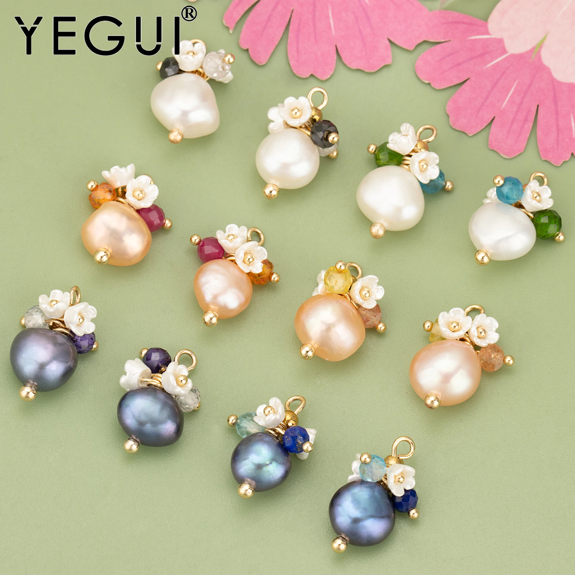 YEGUI ME43,jewelry accessories,18k gold plated,copper,natural pearl,hand made,charms,diy pendants,jewelry making,2pcs/lot