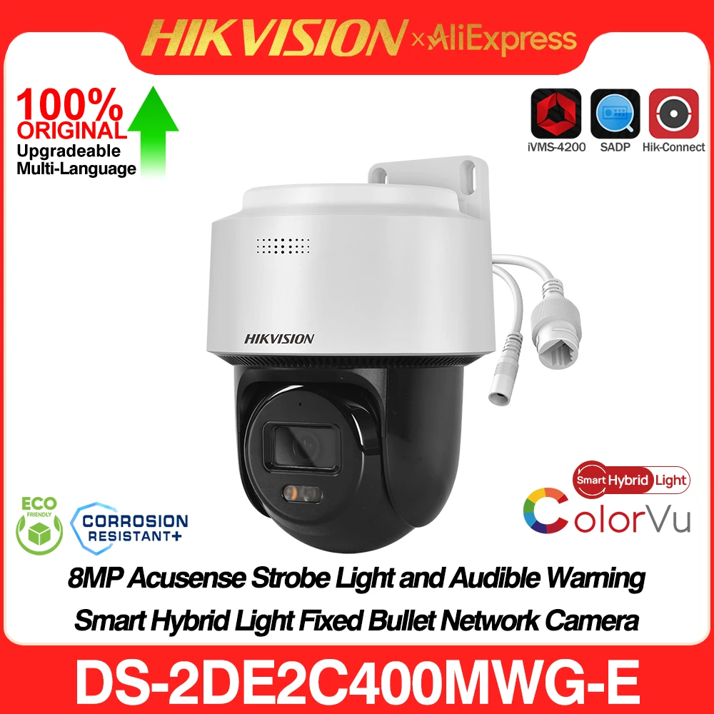 Original Hikvision 4MP 2.8mm Lens DS-2DE2C400MWG-E Fixed Outdoor Smart Hybrid-light Mini PT IP Camera Auto-tracking Lite SD Slot