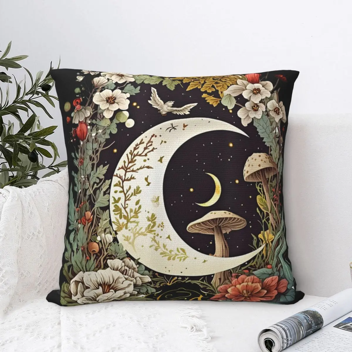 Aesthetic Goblincore And Dark Cottagecore Mushroom Pillow Cases Cushion Covers Zippered Decorative Pillowcase for Sofa 40x40cm