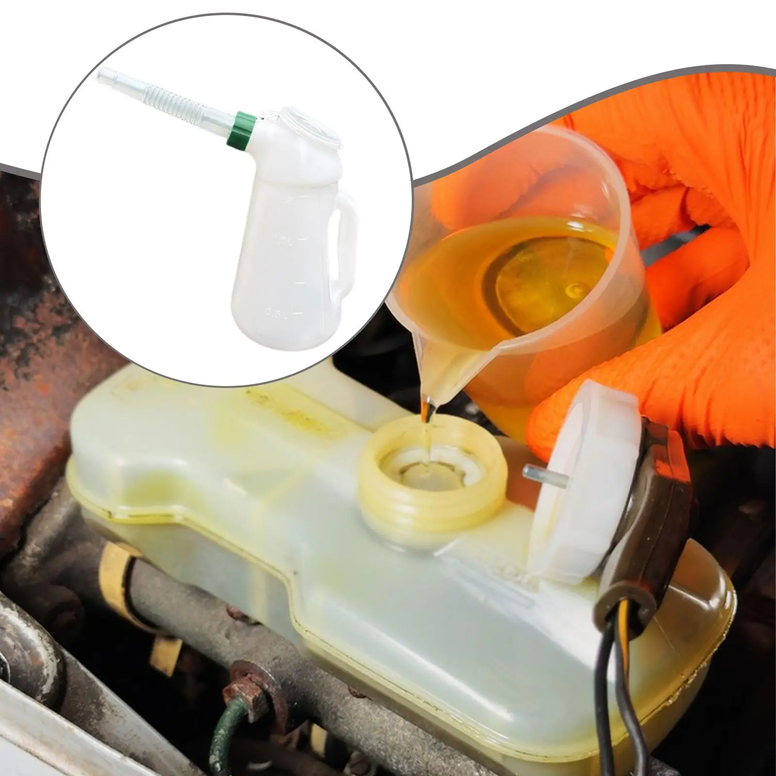 

Car Oil Measuring Jug PP Plastic Leakproof Oil Pot with Handle and Spout for Safe Engine Oil Filling