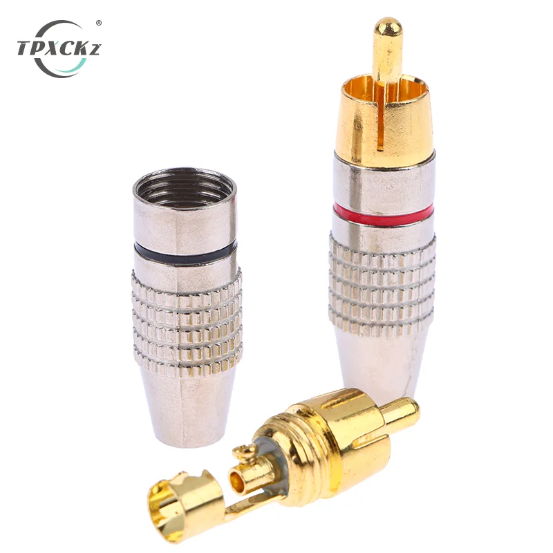 2Pcs RCA Male Connector Non Solder Plug Adapter For Audio Cable Plug Video CCTV Camera Solder-Free Adapter Cable Converter