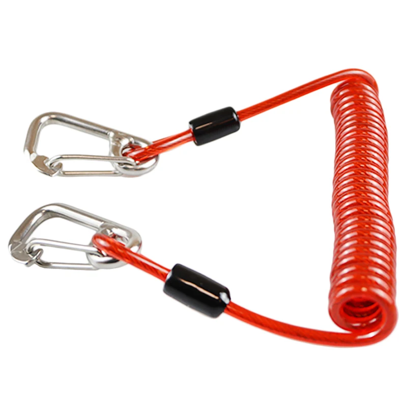 New Double Hook Spring String Scuba Dive Coil Camera Lanyard for Underwater Camera Housing Flashlight Quick Release Buckle Diver