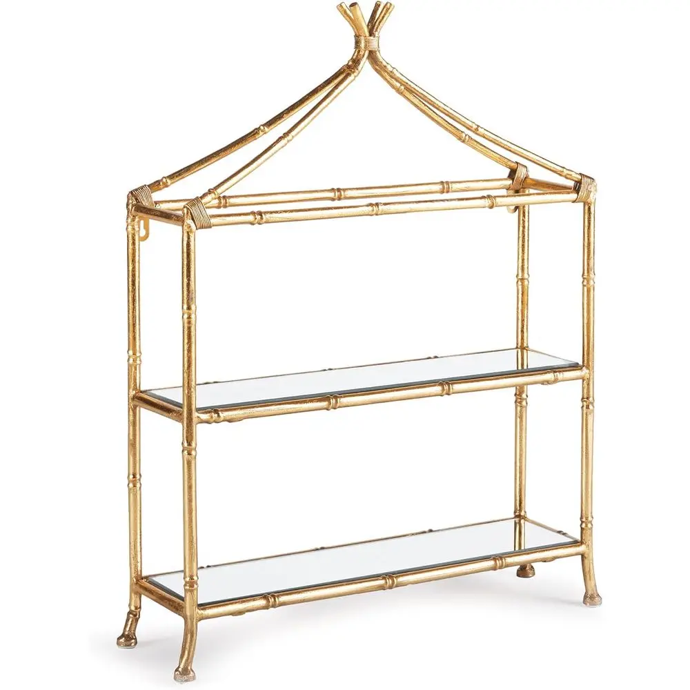 Daphne Dual-Level Display Shelf in Gold Finish