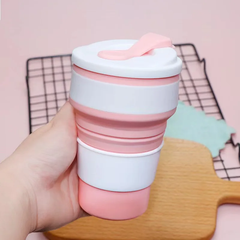 Portable Silicone Folding Coffee Cup with Cover, Creative, Outdoor, Telescopic, Travel, Accompanying, Water, Arabic