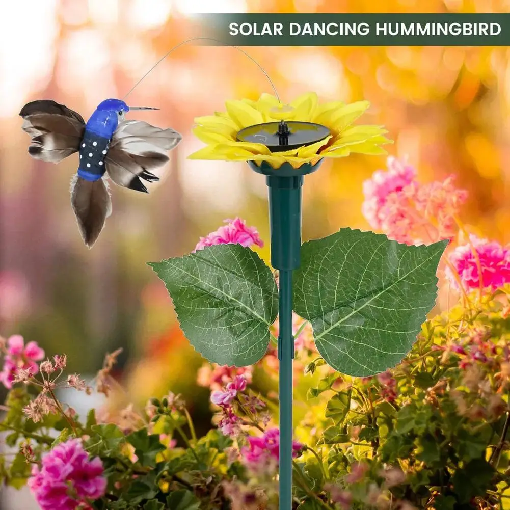 Solar Sunflower Flower Butterfly Hummingbird Lawn Decoration Flying Butterfly Feather Solar Bird E4I4