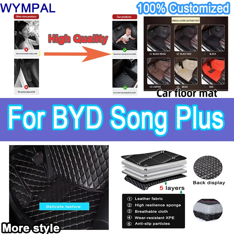

Luxury Custom Car Floor Mats For BYD Song Plus 2020 Auto Foot Pads Automobile Carpet Cover Interior Accessories carpets