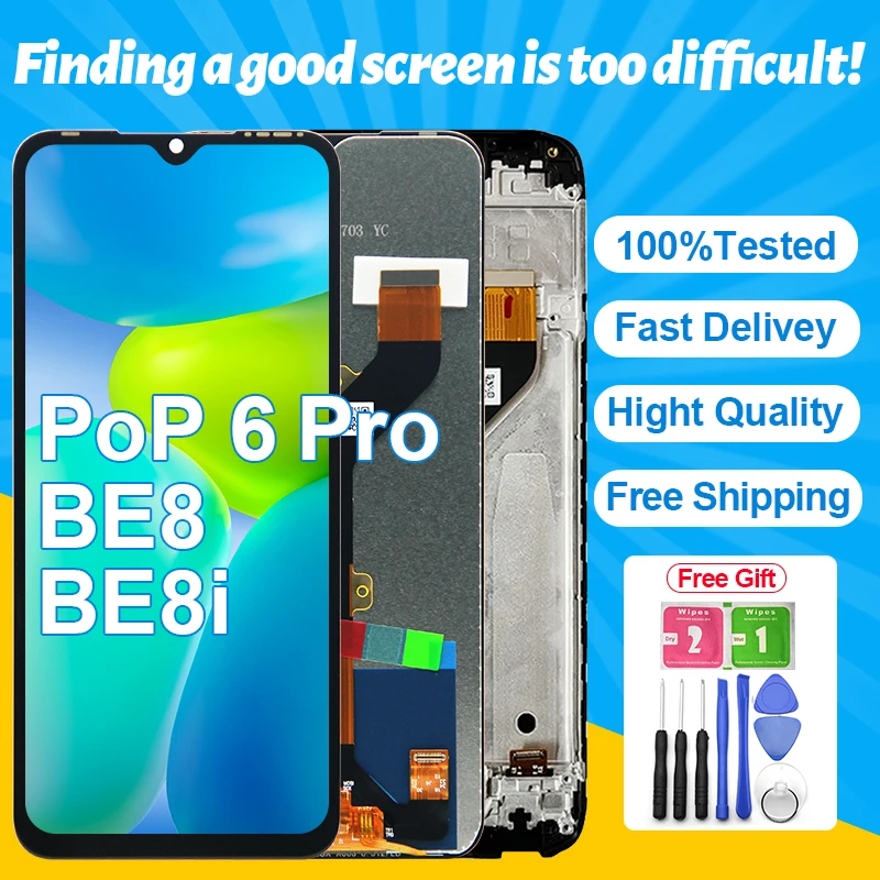 

Pop 6 Pro Tested LCD For BE8 BE8i Display Touch Screen Digitizer Assembly For Tecno Pop 6 Pro LCD Replacement Parts