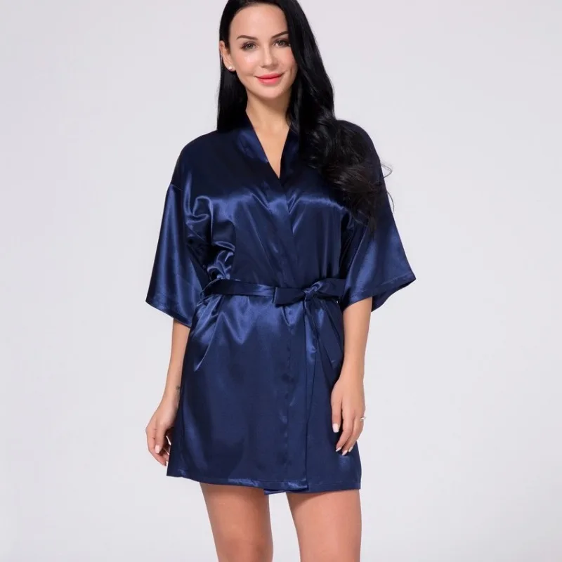 Sexy Ice Silk Kimono Robe Silky Satin Bathrobe Women Lounge Wear Home Sleepwear Summer EU US