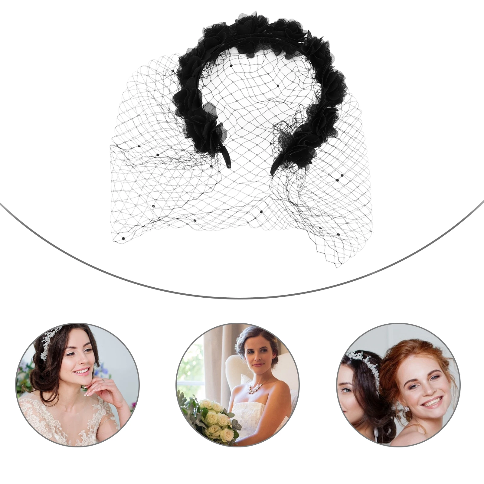 

Flower Headband Women Veil Hoop Party Headwear Bridesmaid Hair Accessories Photo Prop Durable Use Prom Birthday