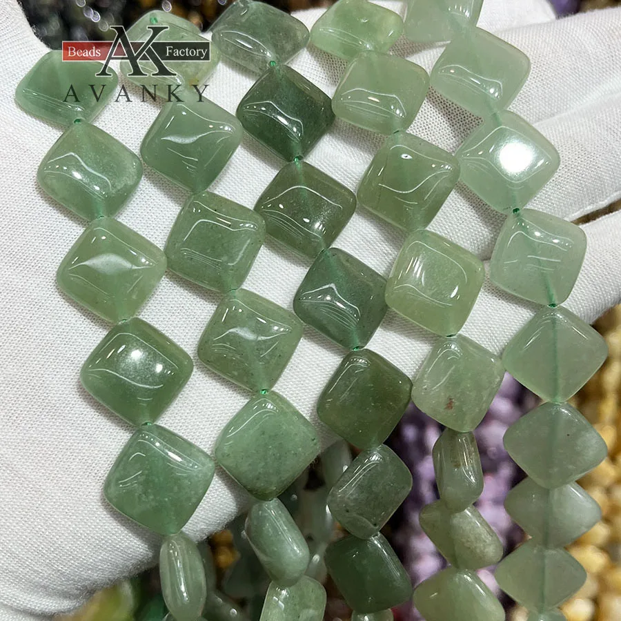 Natura Greenl Eastern Tombs Jade Stone Oblique Square Shape Loose Beads Jewelry Making DIY Necklace Bracelet Accessory 15''15mm