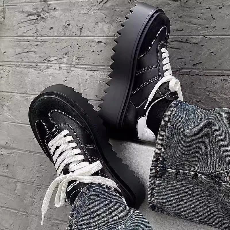 

Men Thick-soled Casual Sports Shoes High-end Matte Big-headed Derby Shoes High Quality Platform British Casual Leather Men Shoes