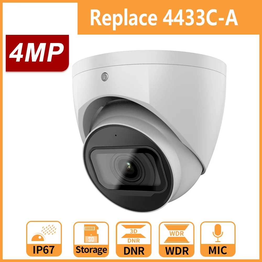 Go! IP Camera 4MP PoE IR 30M Night Vision Starlight Dome Metal Security Built-in Mic SD Card CCTV Cameras Replace HDW4433C-A