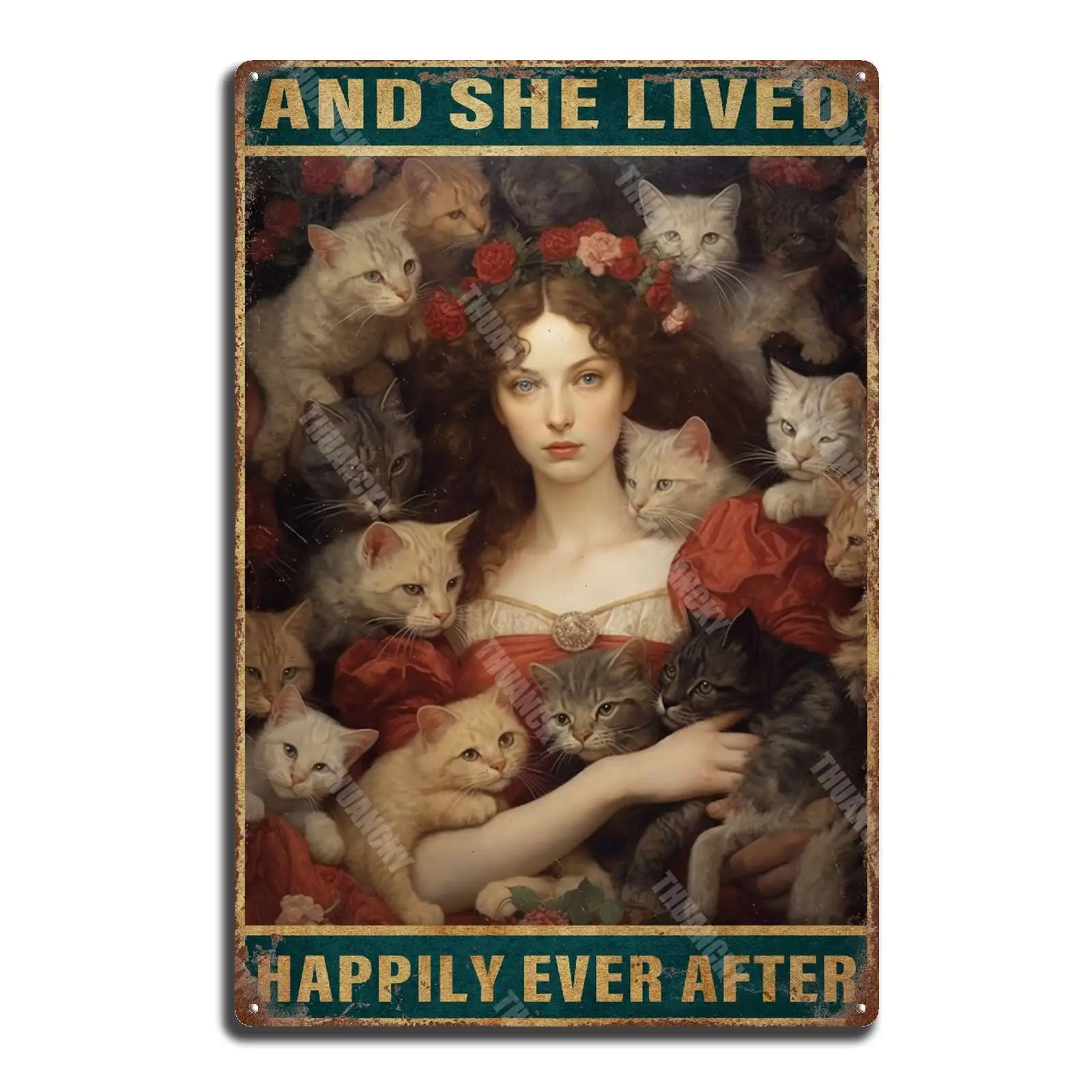 Tin Painting And She Lived Happily Ever After Vintage Art Wall Decor Sign Nostalgic Vintage Metal Wall Decor 8x12inch