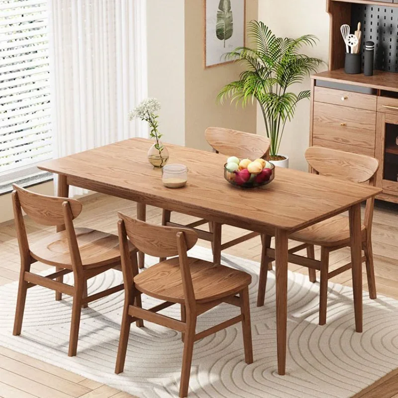 Ash wood Nordic style dining table Log home simple small household rectangular Japanese dining table