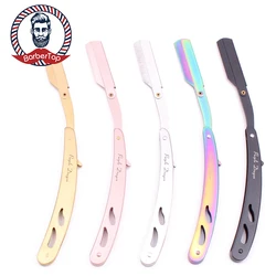 Wholesale Barber Manual Shaving Razor Men Folding Beard Cutter Colorful Replaceable Blades Shavette Trimming Tools