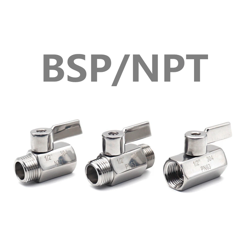 

304 Stainless Steel Mini Ball Valve Sanitary 1/8 1/4 3/8 1/2 3/4 BSP NPT Female Male Thread Water Oil 2 Way Ball Valve Homebrew