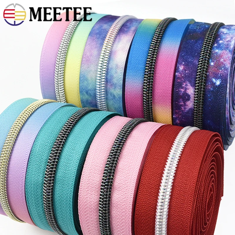 1-10Meter 5# Nylon Zippers Tape Per Meter Bag Pocket Zipper Jacket Shoes Plastic Zips Repair Kits DIY Sewing Garment Accessories