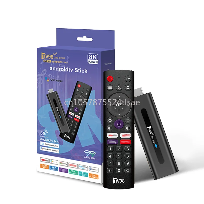 TV98 ATV Stick All Winner H313 4k Fire TV Stick con Android 14, Módulo WiFi Dual de Cuatro Núcleos, 16 GB de ROM, 2 GB de RAM
