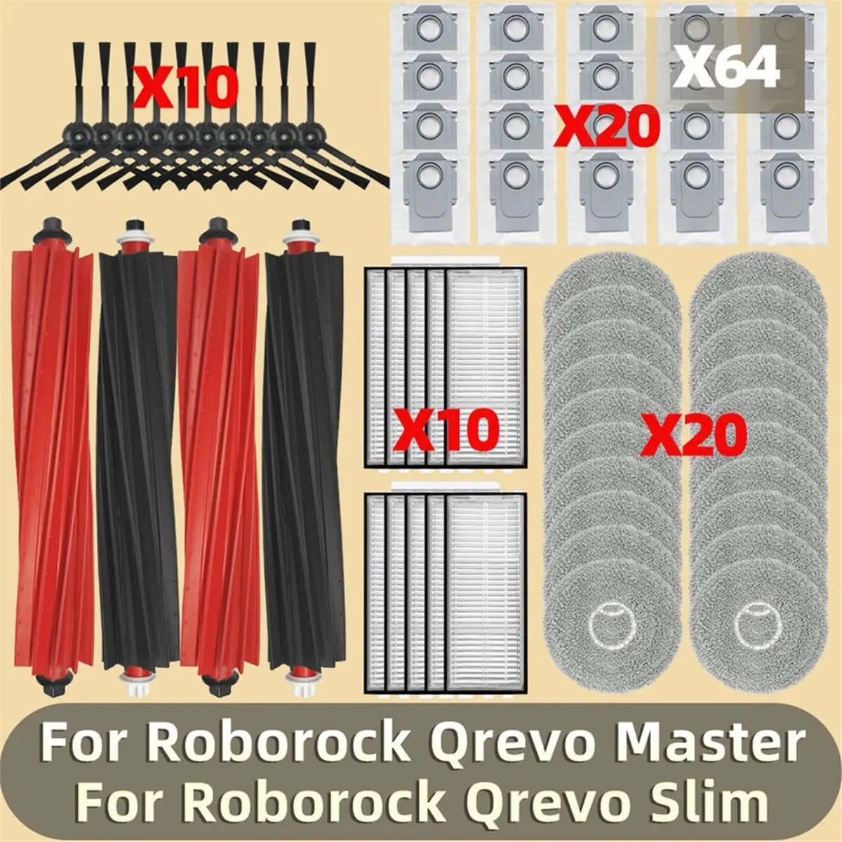 

Новые аксессуары 2026 года для роботов-пылесосов Qrevo Master / Qrevo Slim: основная щетка, боковая щетка, фильтр, тряпка для влажной уборки, мешок для сбора пыли