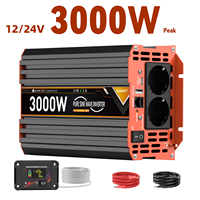 3000W 1500W Continuous Power Pure Sine Wave Inverter DC 12V 24V to AC 230V LCD Display USB-C Car Voltmeter Converter Transformer