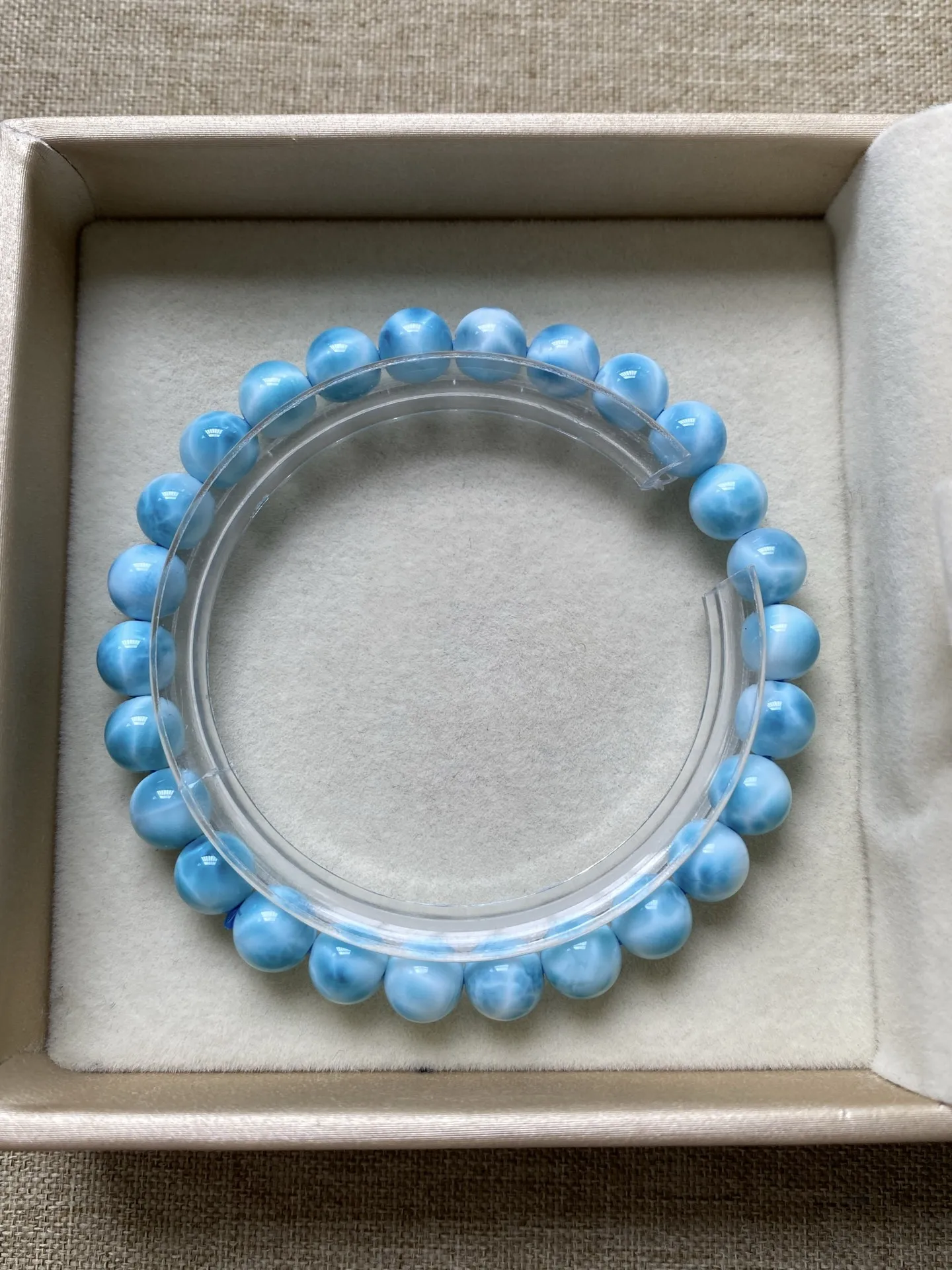 Gemstone Natural Blue Larimar Round Beads Bracelet 7.5mm Women Men Blue Larimar Beads Bracelet AAAAAA