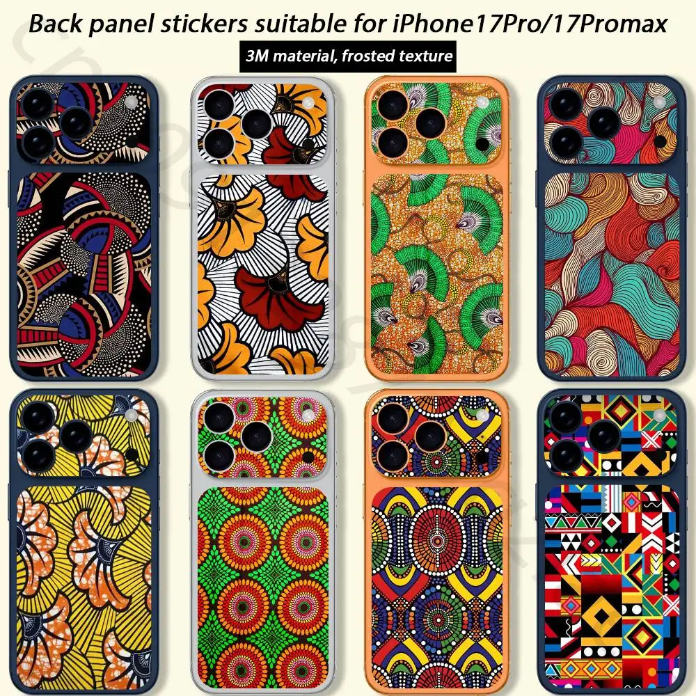 

African Fashion Fabric TICKET Decal Skin Wrap for iPhone 17 Pro/Pro max Protective Film for Back, Frame, Camera