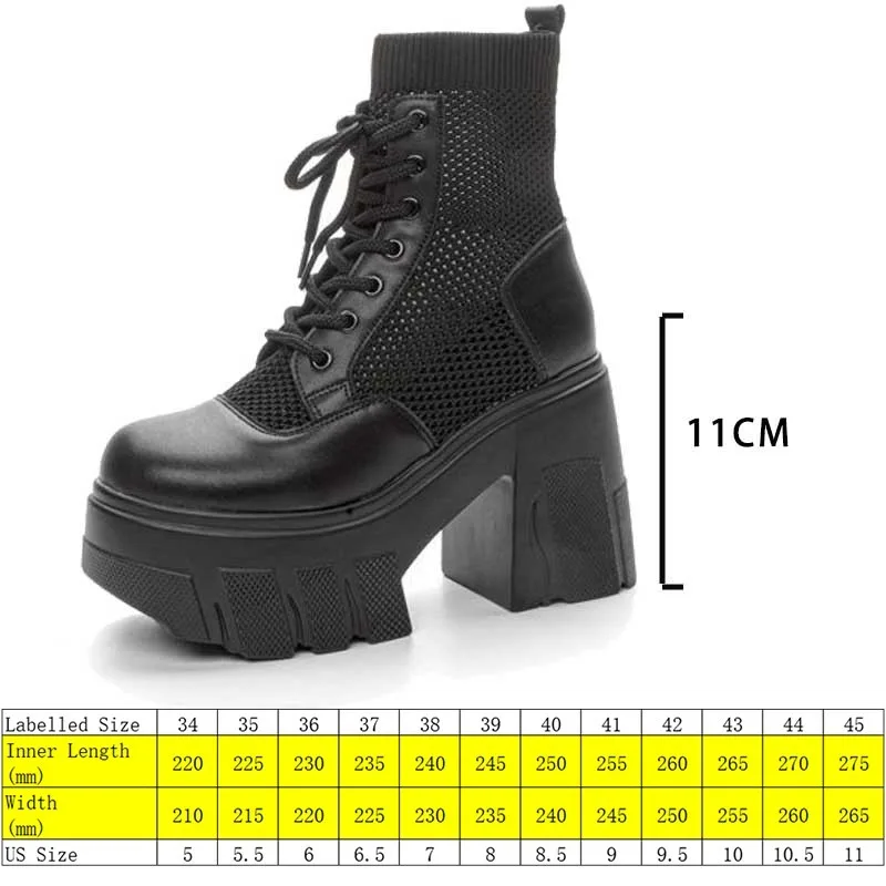 Fujin 11cm Synthetic Women Designer Hollow Knee Booties Luxury Ankle Sandals Shoes Summer Air Mesh ZIP High Brand Sneakers Boots