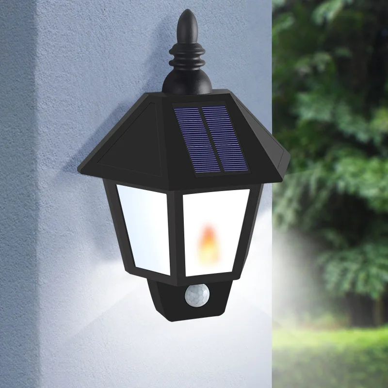 

Solar Powered Human Body Induction Flame Half Wall Lamp Flame Decoration Crystalline Silicon Solar Panel Courtyard Lamp