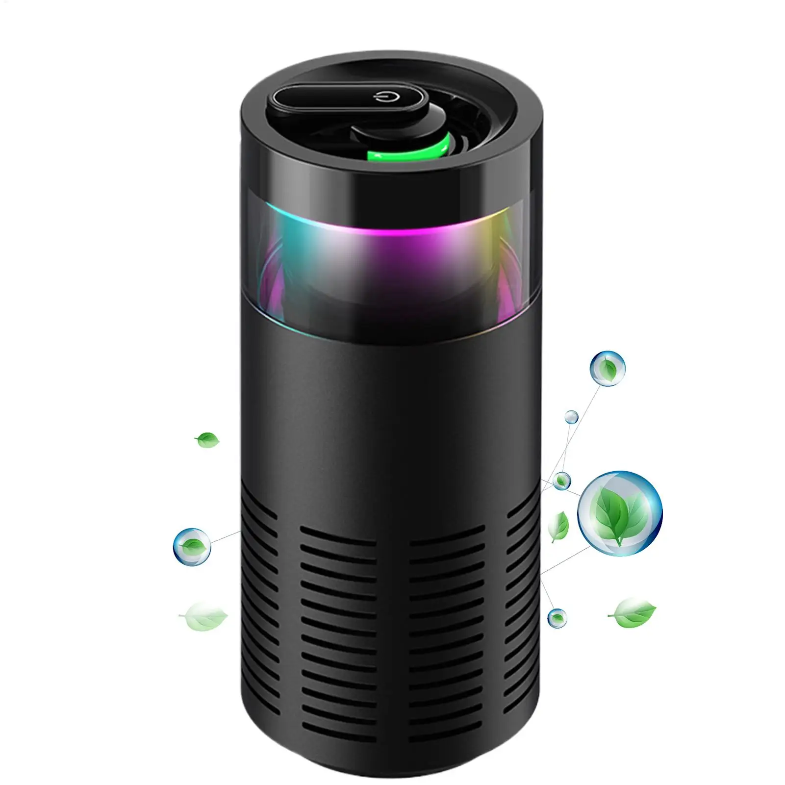 Mini Car Air Purifier Negative Ion Ionizer Odor Eliminator ForSmoke Pet Smell Aroma Ambient Light Air Freshener Car Interior