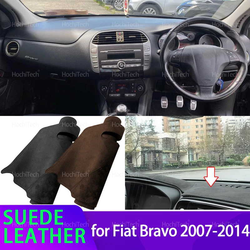 

Черный/коричневый чехол на приборную панель, солнцезащитный козырек, ковер, нескользящая накладка, аксессуары, анти-УФ-замшевый кожаный коврик для Fiat Bravo 2007-2014