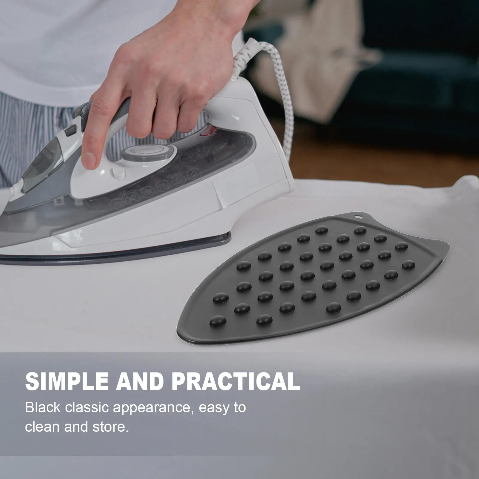 Black Silicone Heat Resistant Iron Rest Pad Non Slip Ironing Board Mat for Flat Steam Irons Ironing Board Accessories