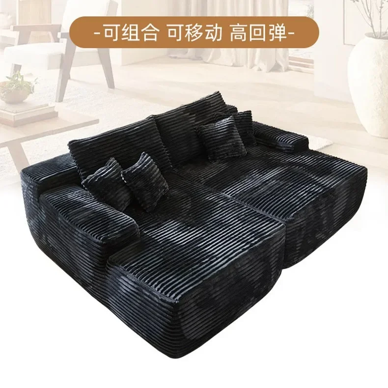 Divano a compressione, semplice imbottitura in spugna antivento, morbido sedile ampio profondo nel soggiorno, superficie in velluto a coste, poltrona reclinabile pigra