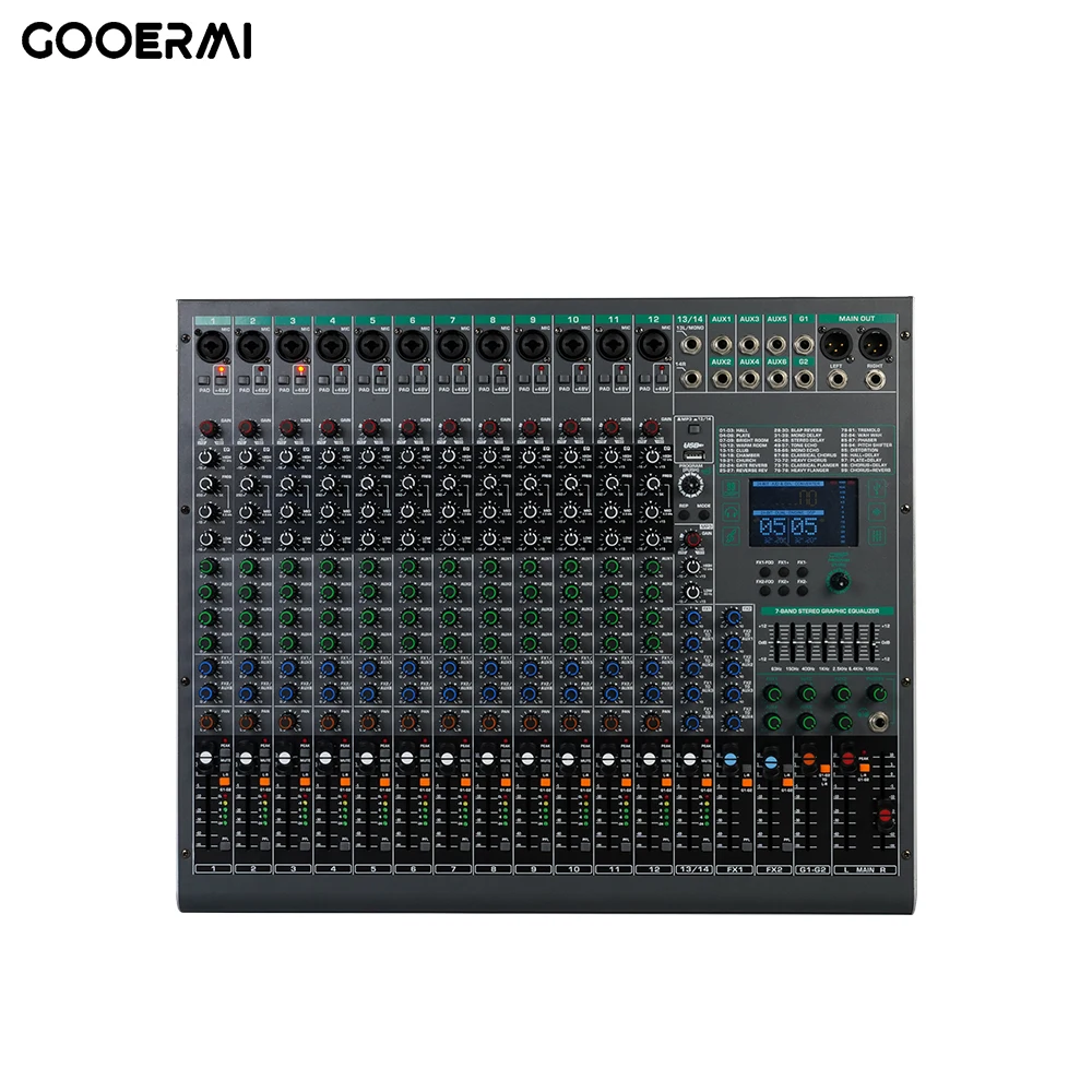 Digital Mixer Professional DJ Mixer 99-Effect DSP Audio Console Mixer 14 Channel USB Interface Audio Console For Recording