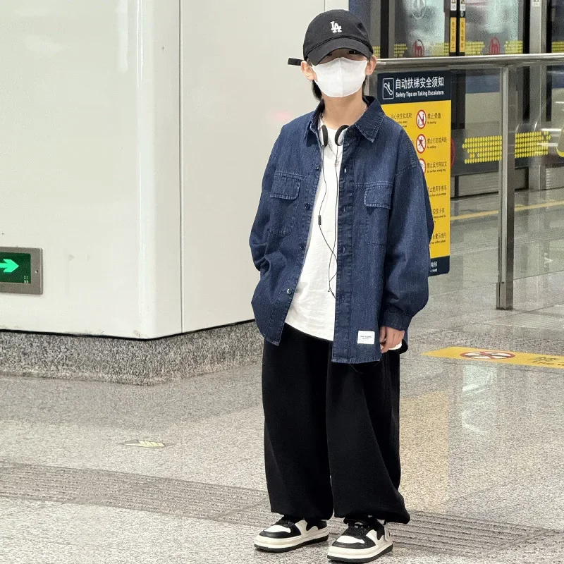 Baoduo children's clothing boys' shirts children's denim jackets spring and autumn 2025 new tops spring tide