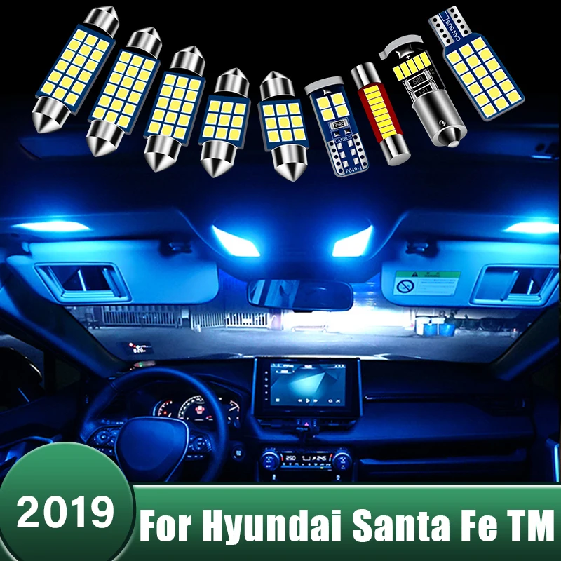 

11pcs Car Interior LED Dome Light Trunk Lights ​Vanity Mirror Spare Lamps Decoration Accessories For Hyundai Santa Fe TM 2019