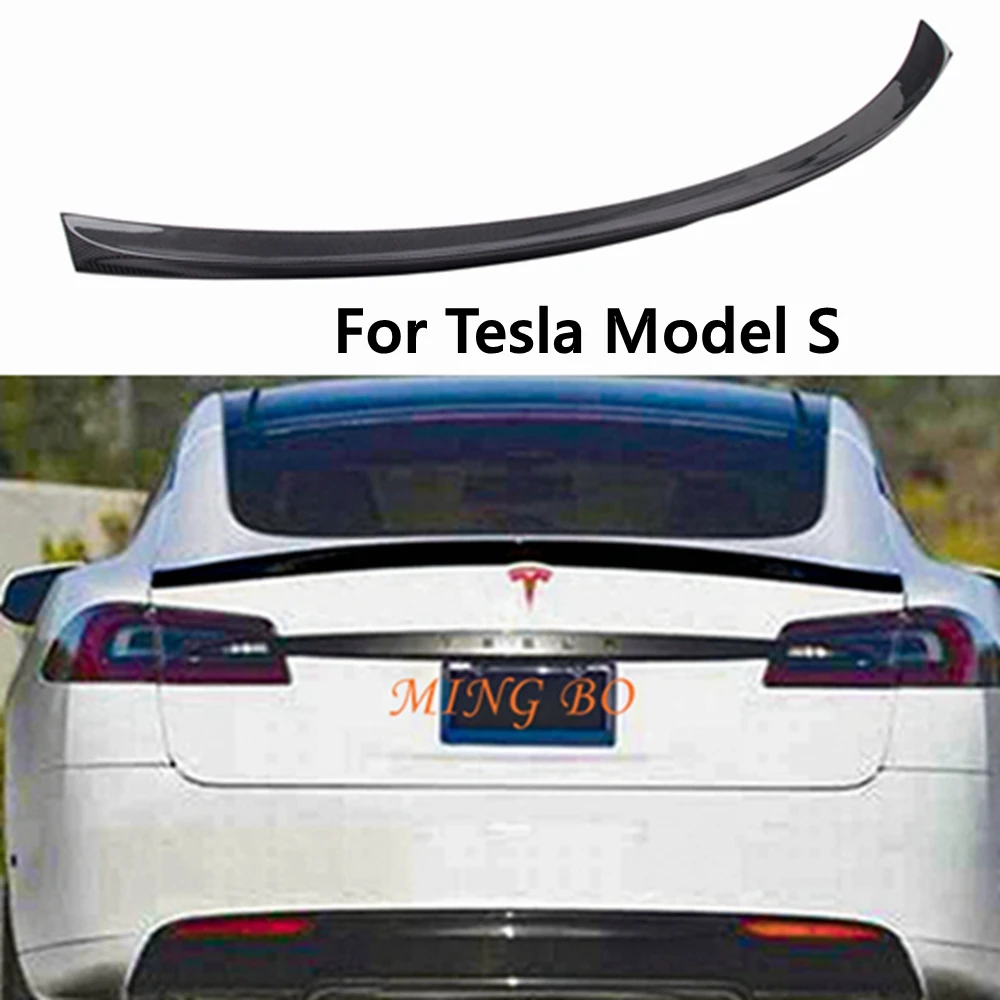 

For Tesla Model S TS Style Carbon fiber Rear Spoiler Trunk wing 2012-2023 FRP Matt carbon