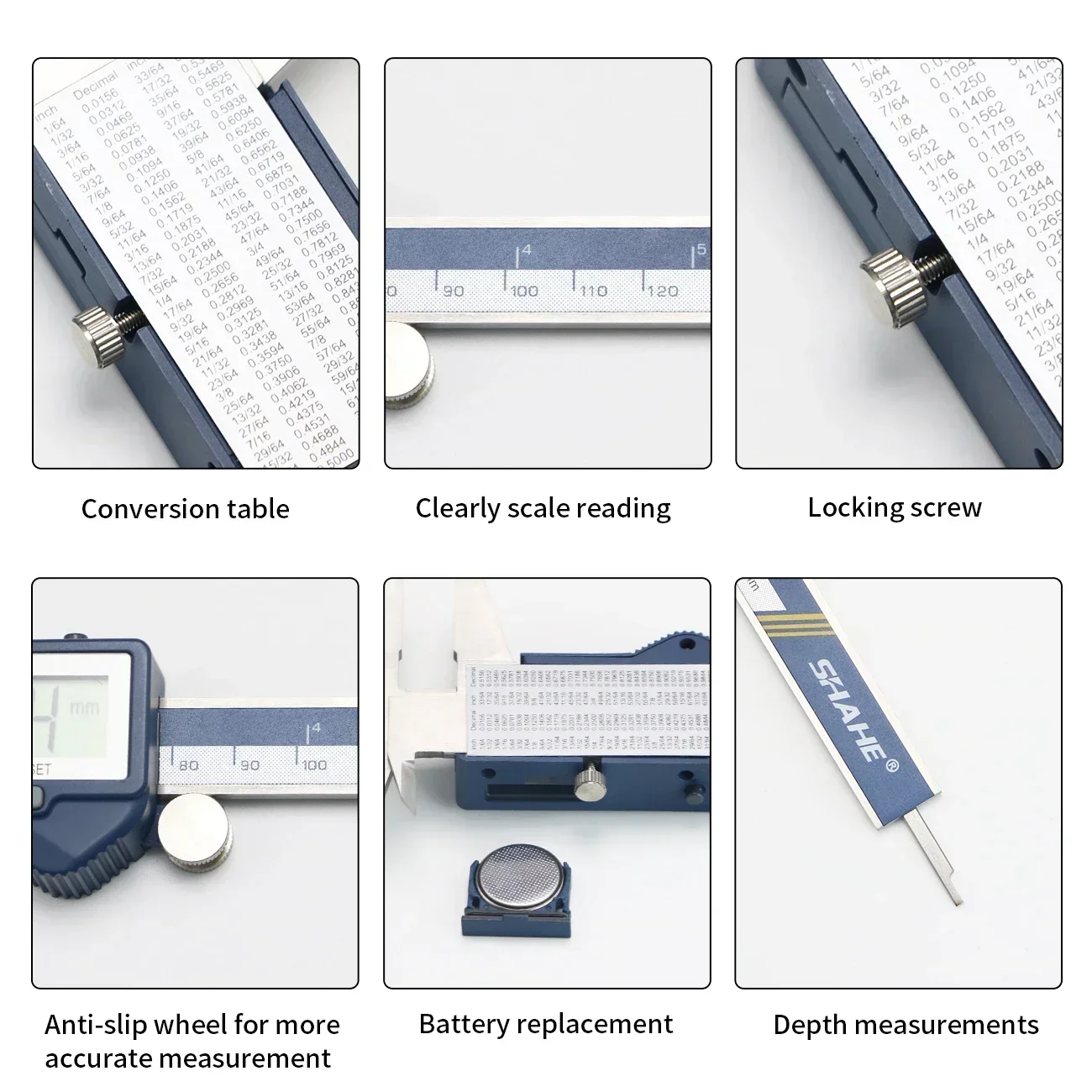 SHAHE Stainless Steel Electronic 6/8/12Inch Digital Vernier Caliper With Extra-Large LCD Caliper Measuring Tool Micrometer