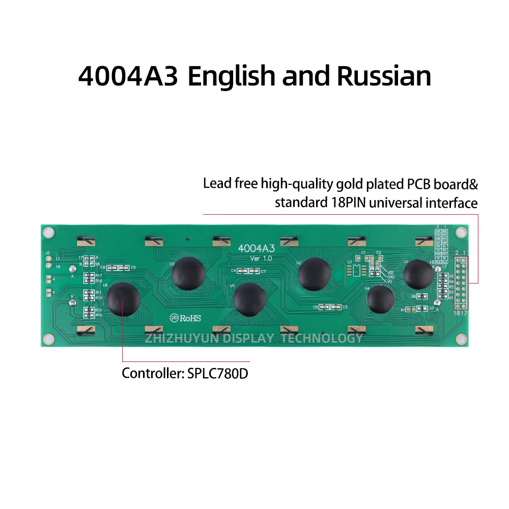 4004A3 modul LCD Inggris dan Rusia layar LCD modul abu-abu Film biru Font 40X4 karakter Dot Matrix layar 190X54Mm