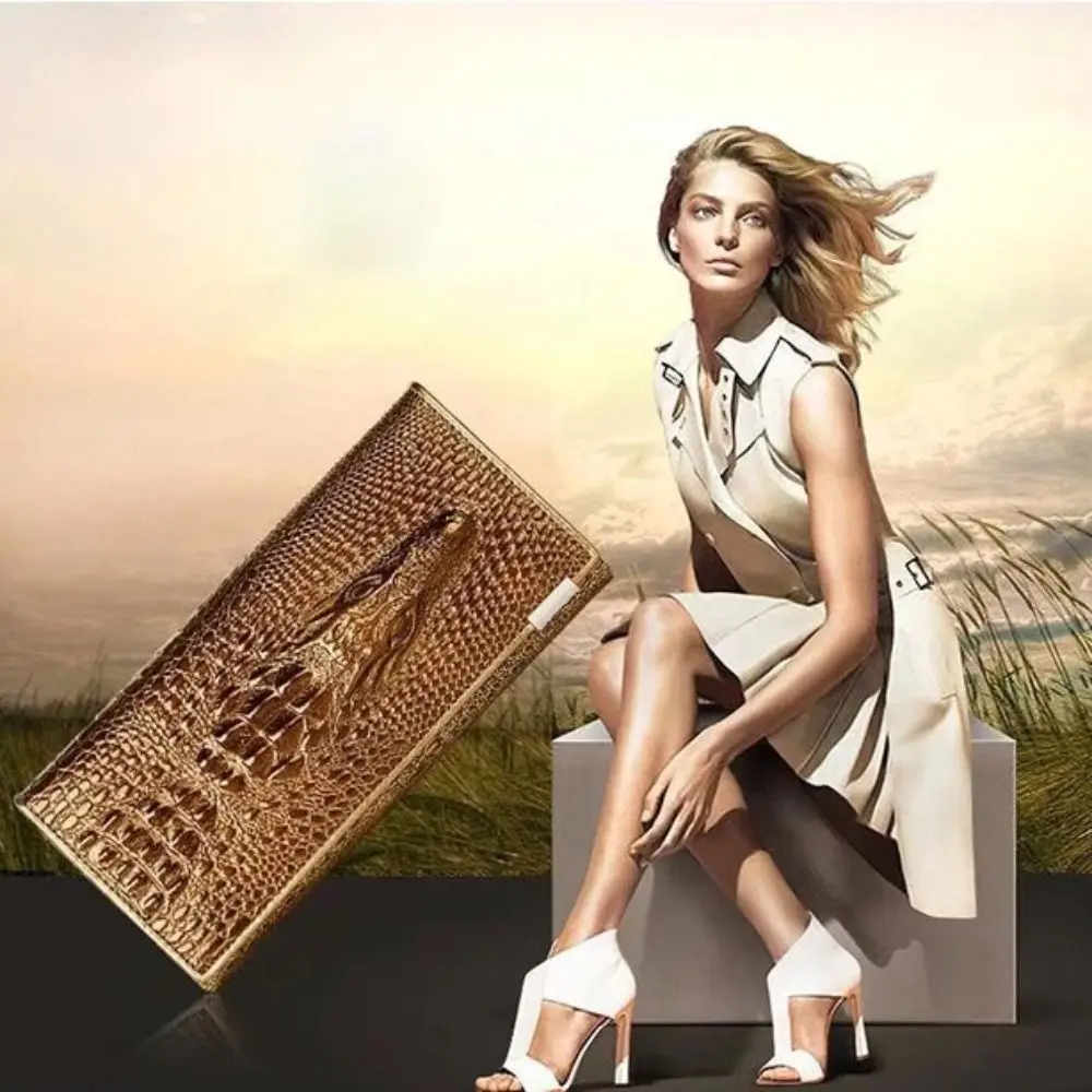 PU Leather PU Leather Wallet Multi-functional Zipper Coin Purse Women's Wallet Crocodile Grain Billfold Design