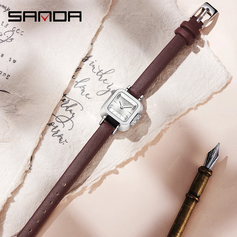 SANDA New Style Madam Watch Square Mesh Belt Fashionable Simple Roman Pattern Waterproof Quartz Women\'s Belt Watch Reloj Mujer