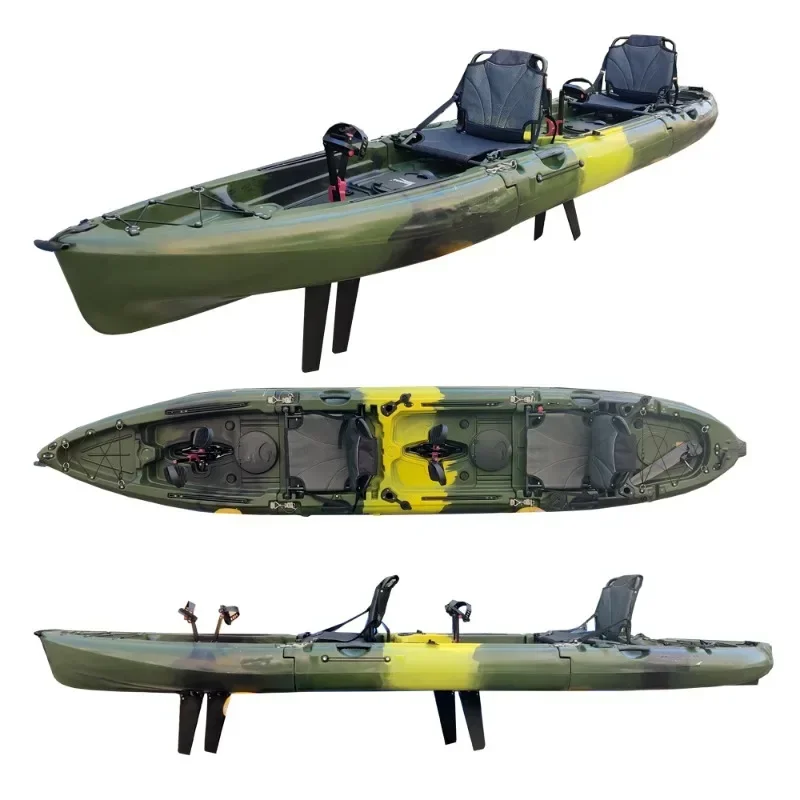 High Quality 2 Person Modular Fishing Splicing Detachable Kayaks Three Section Pedal Drive kayak for Water Sports