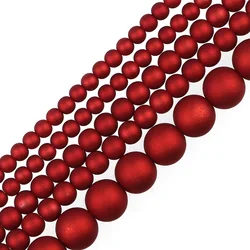 6/8/10/14mm 30-200pcs ABS Red Acrylic Rubber Loose Spacer Beads For DIY Jewelry Making Bracelets Necklaces Accessories Supplies